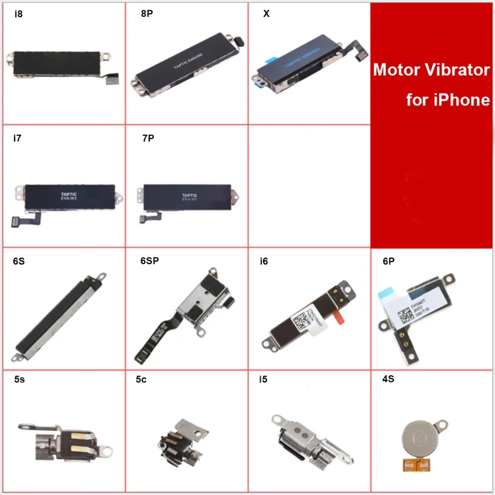 100% протестированный Мотор Вибратор Замена для iPhone 4 4S 5 5S 5C SE 6 7 s плюс Flex кабель