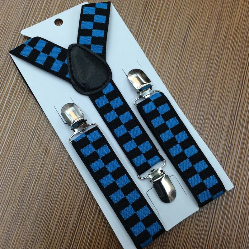 2019 детские праздничные костюмы Детские эластичные сетчатые подтяжки в клетку 3