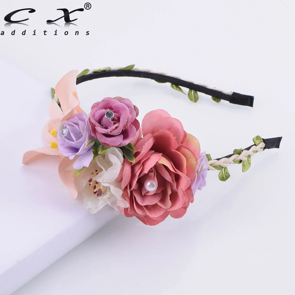 Головная повязка с цветами роз и нарциссов в стиле бохо, аксессуар для волос женщины, цветочный венок, бандо для фестиваля и свадьбы.