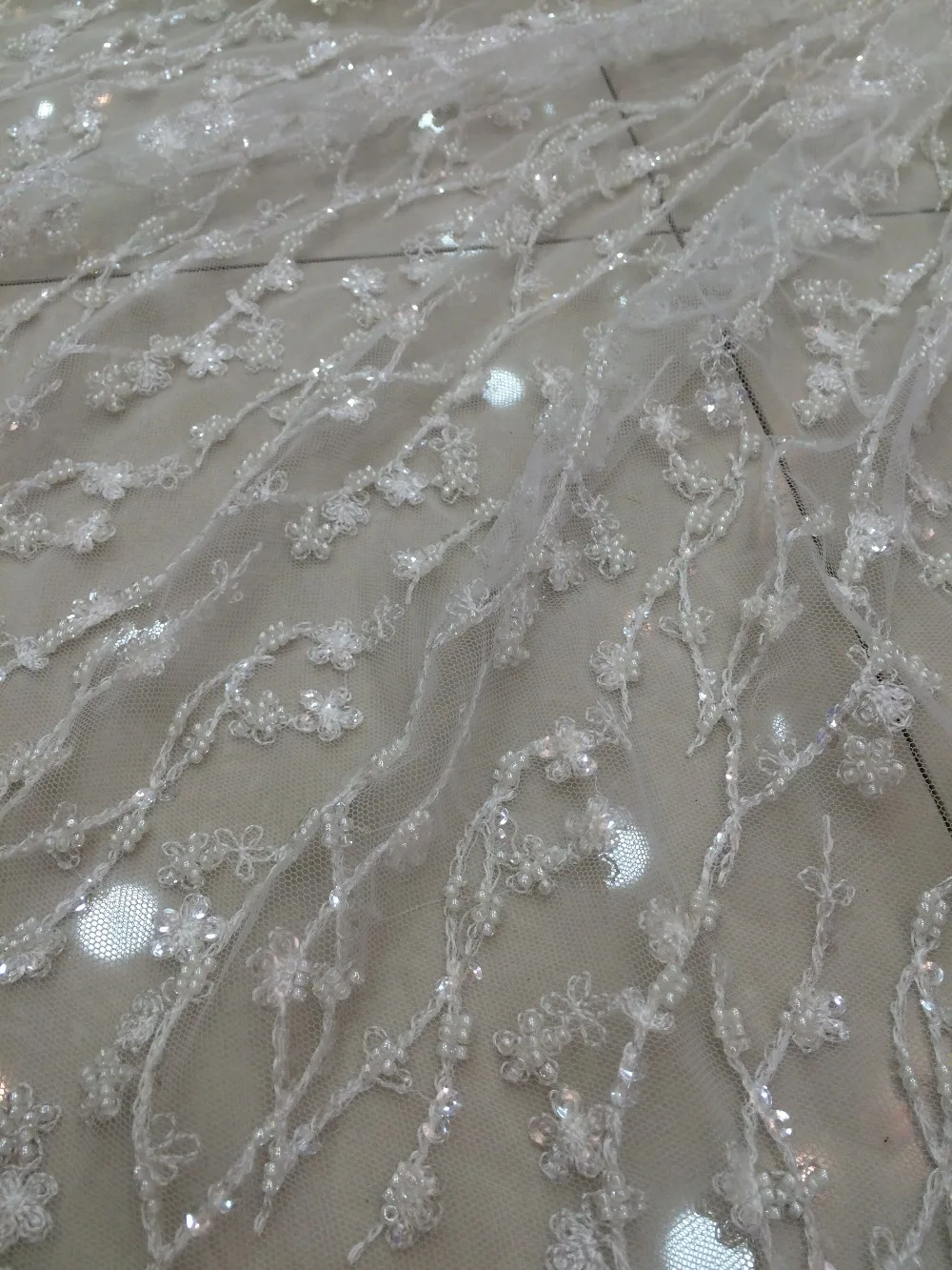 5 ярдов сухие кружева со стеклянными бусинами Высококачественная стандартная