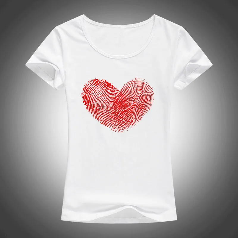 Женская футболка с принтом отпечатков пальцев из лайкры и хлопка | одежда