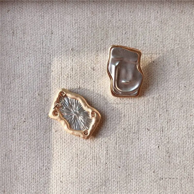 Женские абстрактные серьги слиток металла корейские винтажные серьги-гвоздики