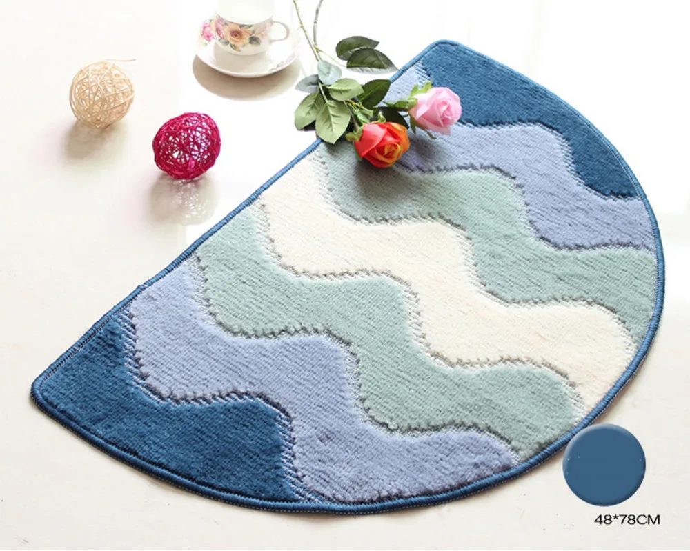 NiceRug прочные полукруглые Нескользящие водопоглощающие синие полосатые