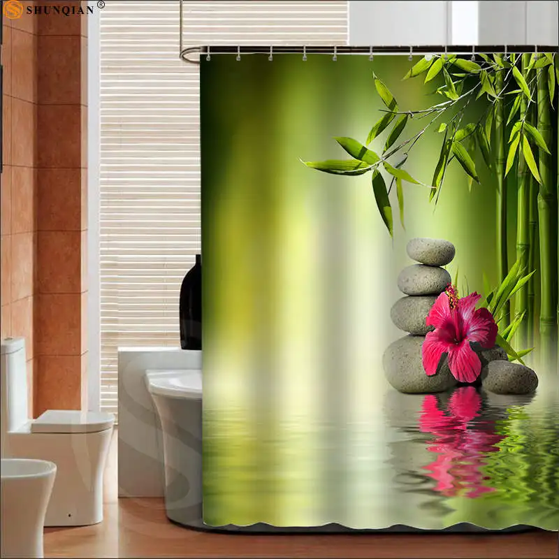 Bamboos занавеска для душа Spa Декор плесени стойкая ванная комната Zen сад тема декор
