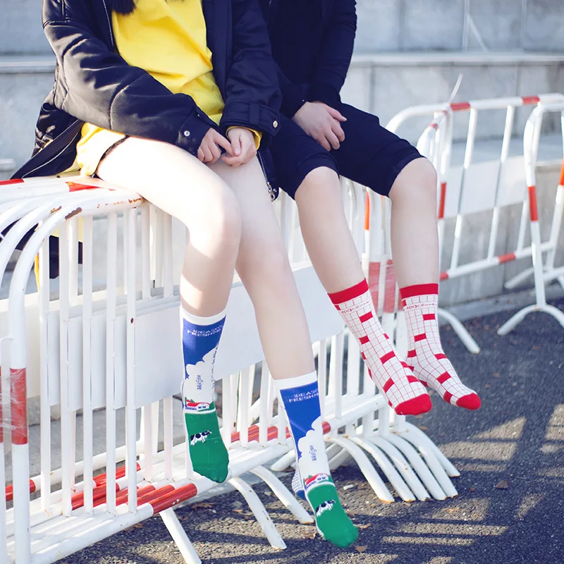 Япония Harajuku больше стиль мультфильм женские носки милые красочные полосы моды