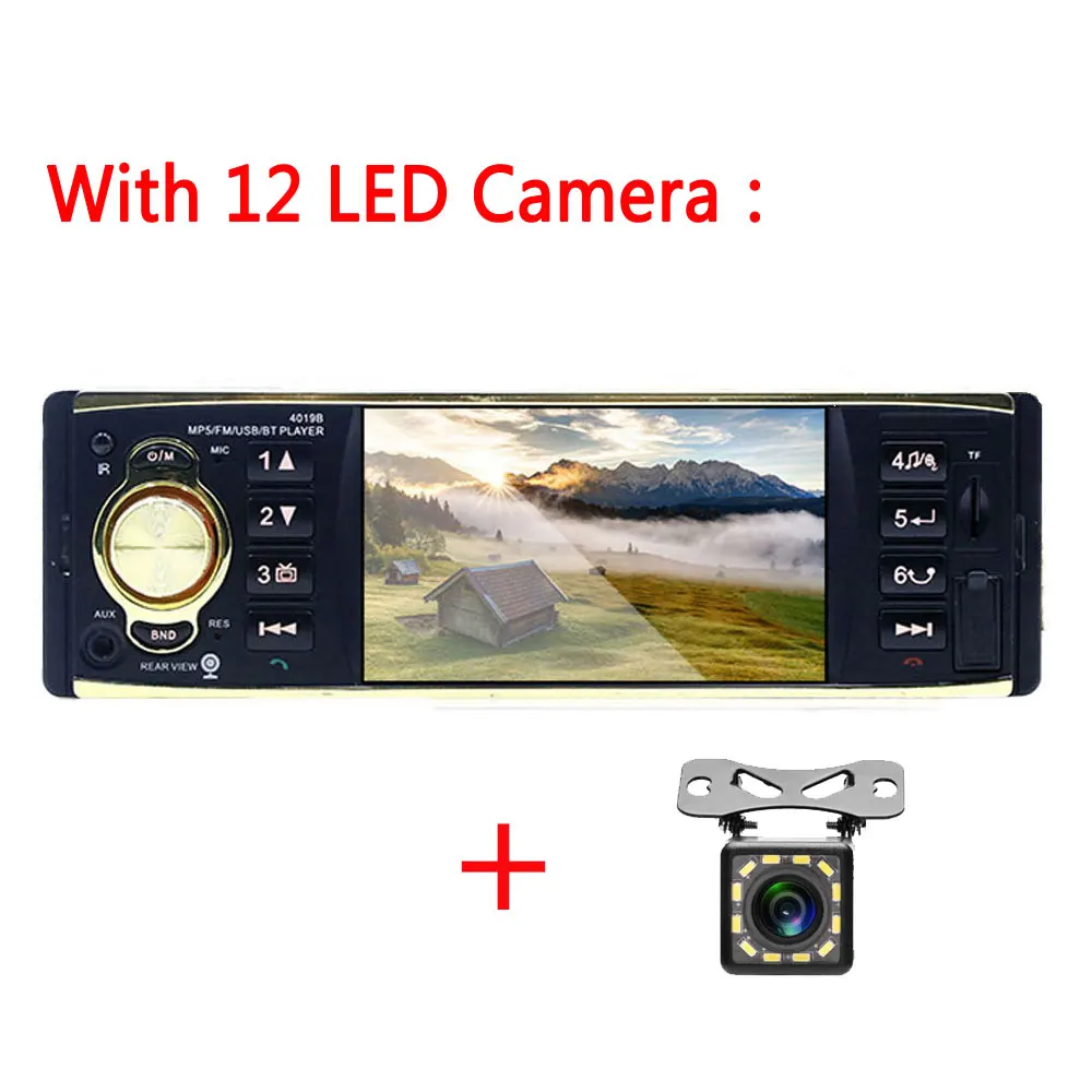 With 12 LED Camera Podofo 1 Din автомагнитола 4 ''TFT экран аудио стерео MP3 аудио плеер Bluetooth Авторадио дистанционное управление USB FM In-dash 1din аудио - Цвет: With 12 LED Camera