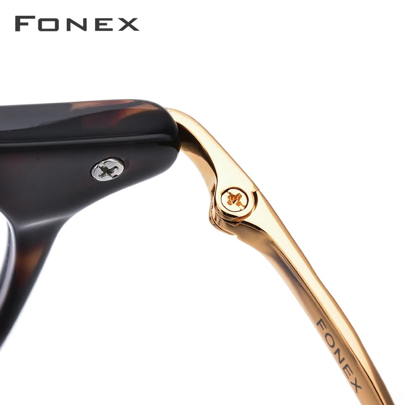 FONEX, титановые ацетатные очки, мужские, по рецепту, Ретро стиль, оптические очки, оправа для женщин, Ретро стиль, круглые очки для близорукости, 857