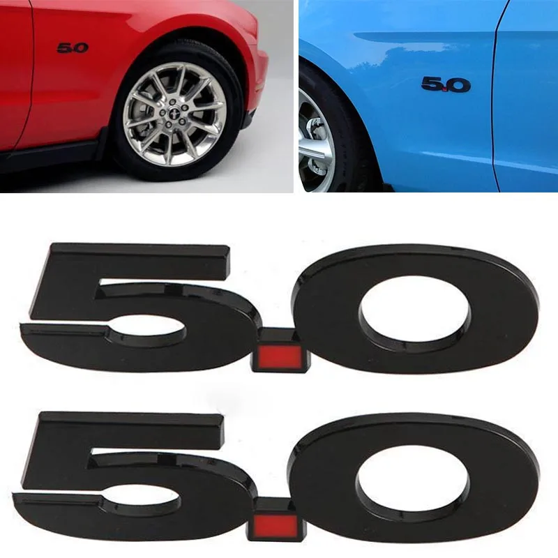 1 шт. логотип 3D 5 0 значок с боковым крылом эмблема наклейка для Ford Mustang Black