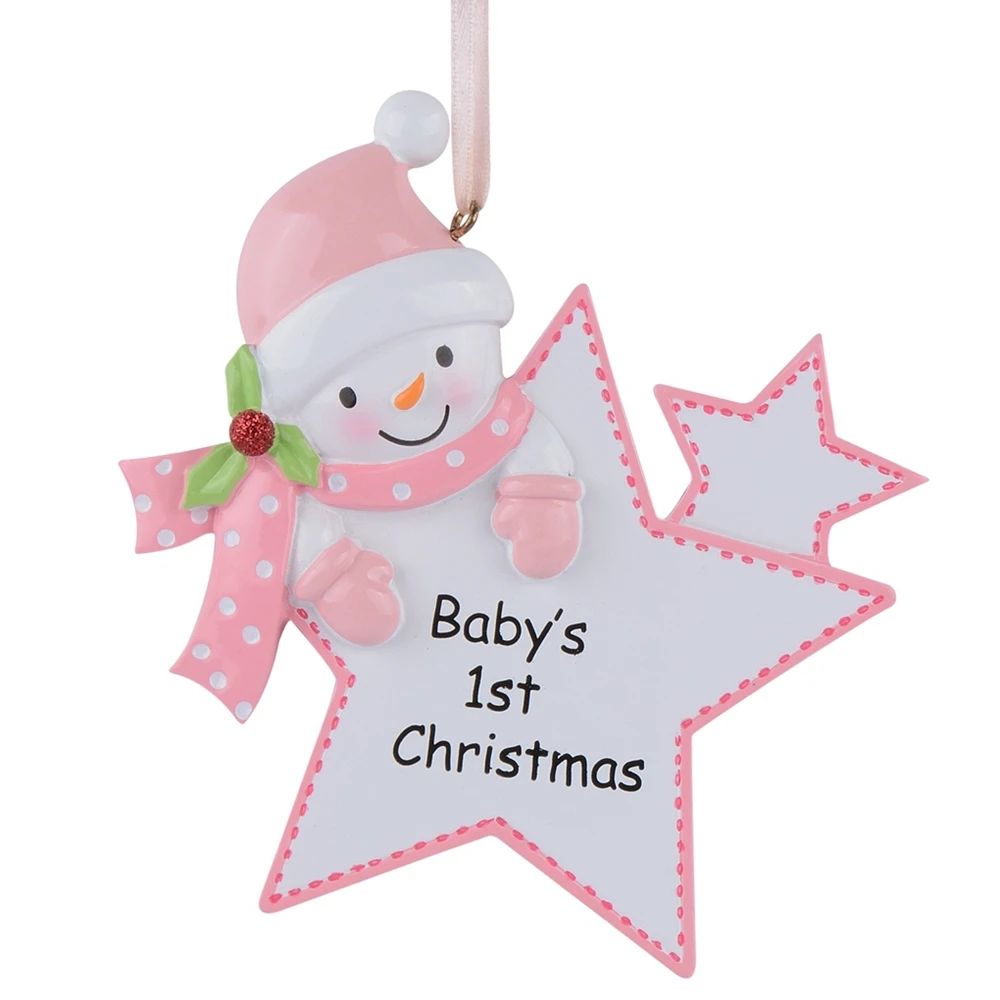 Natal Baby первые персонализированные подарки розовая Звезда для девочек Глянцевая полирезина персонализированные рождественские елки украшения