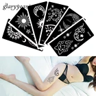 Трафарет для татуировок из хны, с Луной, Блестящий узор для лица, рисование пастой, для боди-арта, женский макияж, трафарет для татуировок,  20, 6 шт.