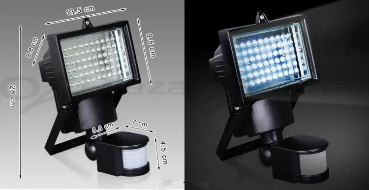 Солнечные наружные светодиодные садовые светильники 60 светодиодов PIR датчик