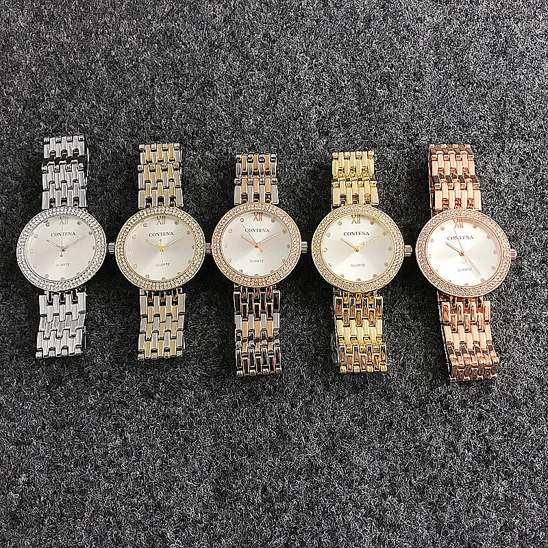 Элегантные Роскошные хрустальные Деловые женские наручные часы CONTENA простой