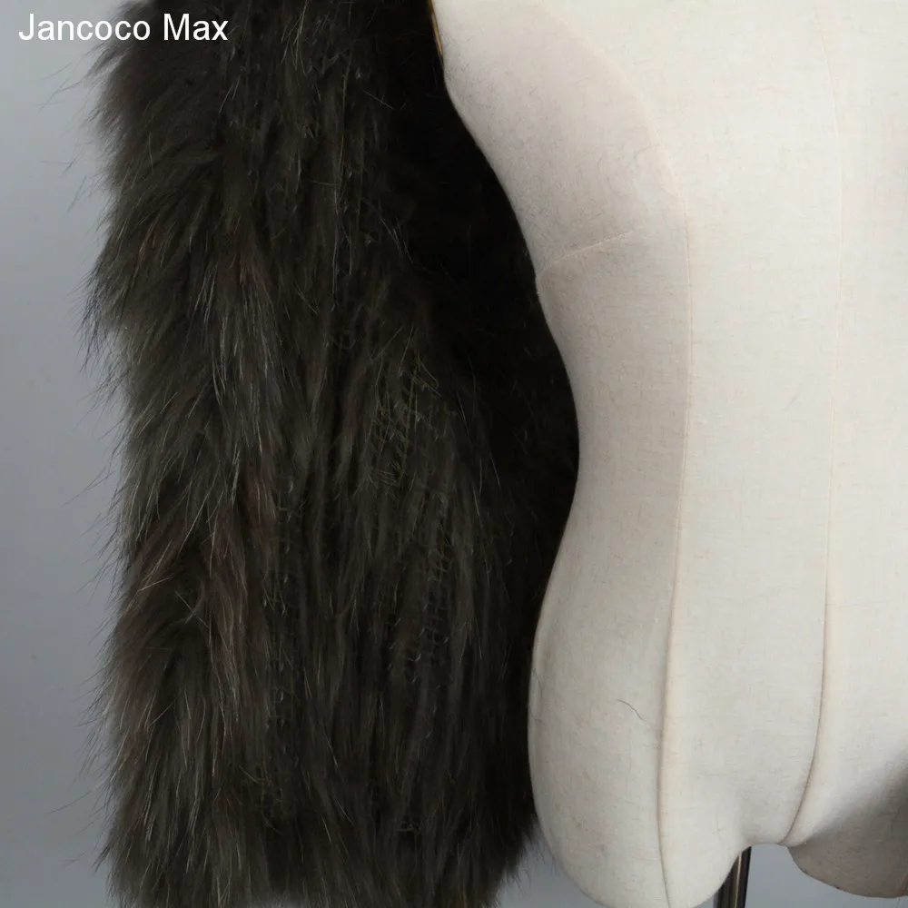 Jancoco Max натуральный мех енота пальто весна осень зима Высокое качество трикотажные женские куртки S7105