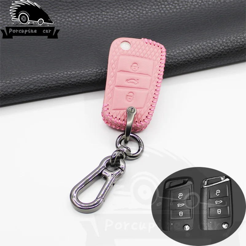 Новинка чехол для ключей из натуральной кожи VW Polo Golf 7 Tiguan Skoda Octavia Kodiaq Ateca Karoq SEAT Leon