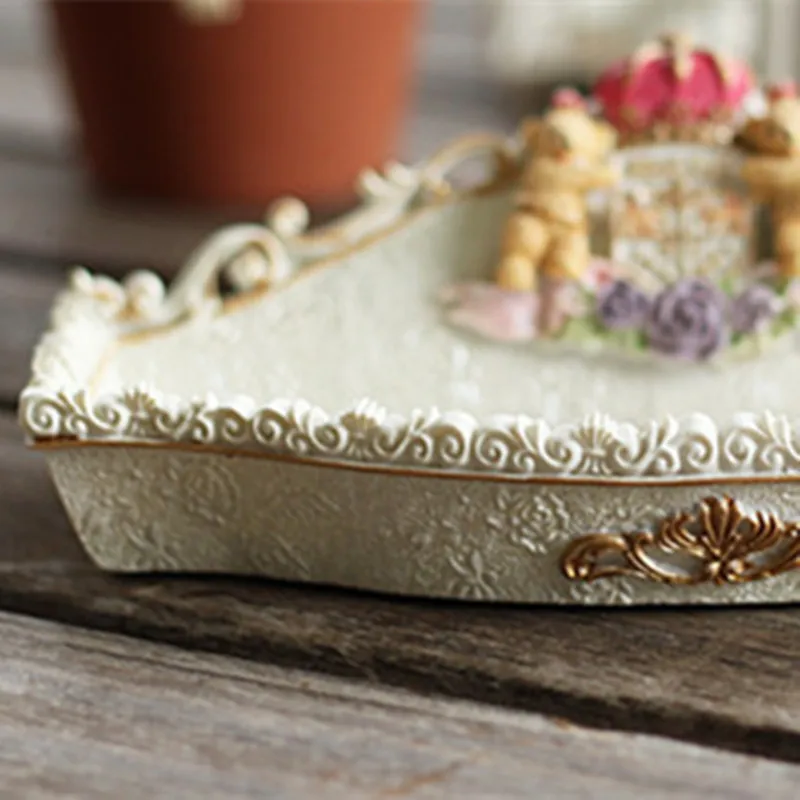 Пасторальный медведь декоративная тарелка Ювелирное кольцо коробка для