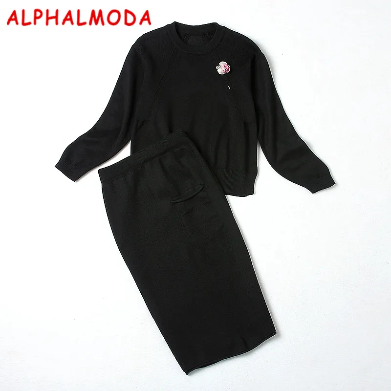 Женский костюм ALPHALMODA свитер с длинным рукавом и юбка элегантный комплект из двух