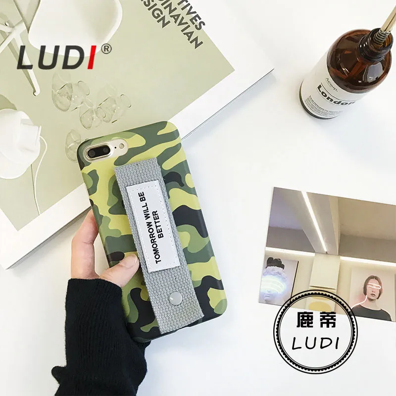 Модный камуфляжный чехол леденцового цвета LUDI для iPhone X 8 6s 6splus с тканевым