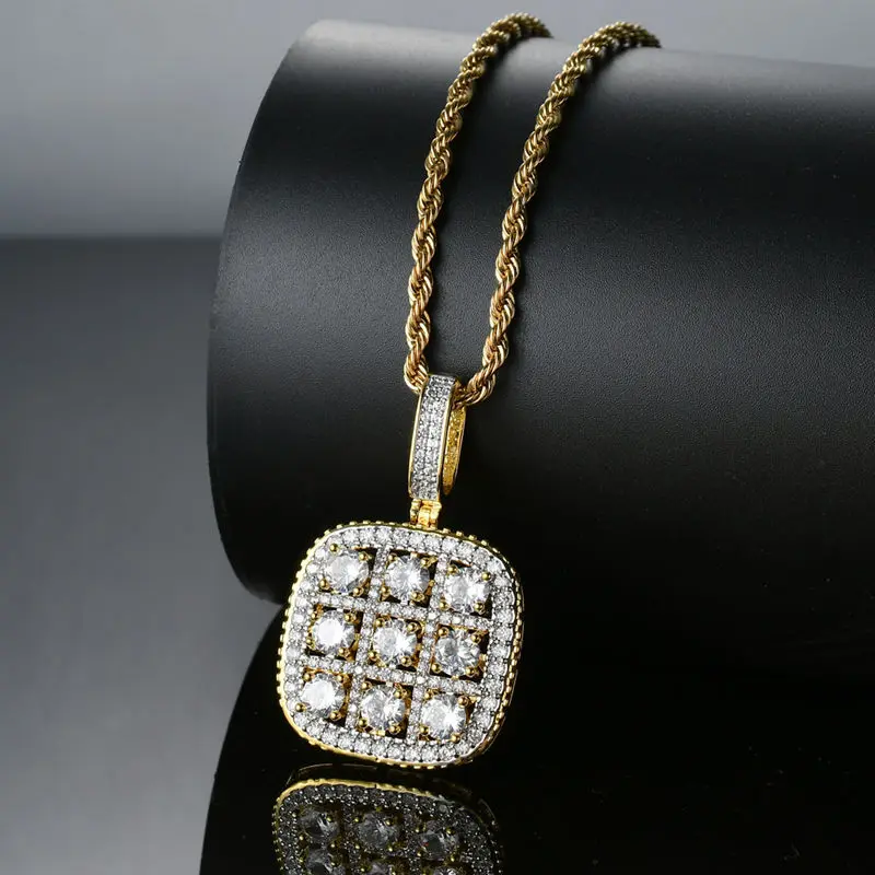 Кулон Bling в стиле хип хоп судоку медное микро паве с цирконом ААА ожерелье