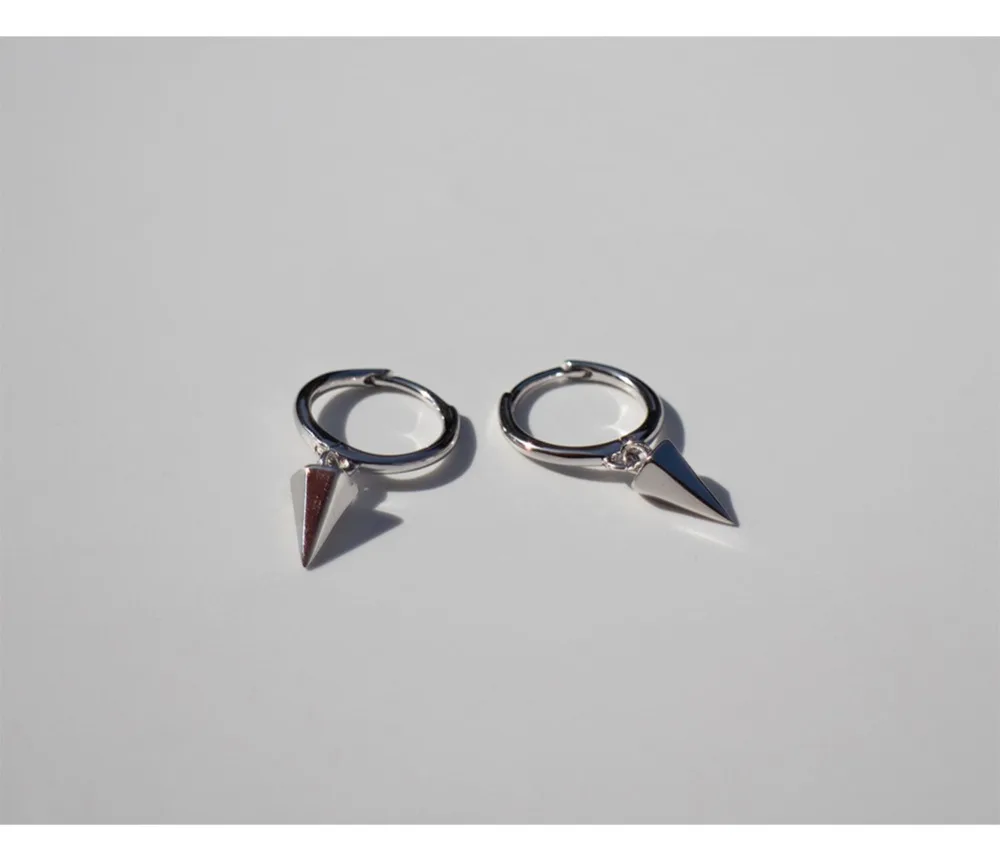 Серьги из стерлингового серебра S925, простая Геометрическая, Шестигранная форма, коническая Ушная кость, Ушная пряжка, панк ветер, дикая, для мужчин и женщин, серебряные серьги, ювелирные изделия