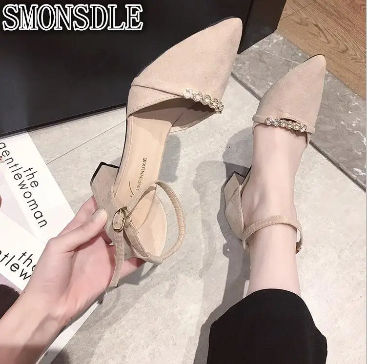 Smonsdle 2019 Новый Весна и осень с острым носком пряжкой большие размеры Толстые со