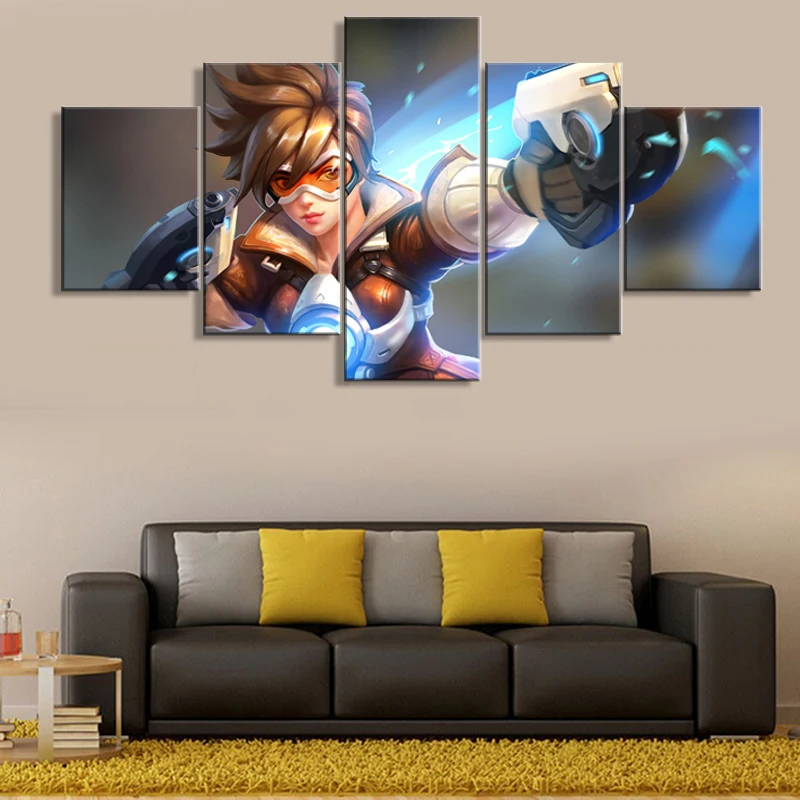 Настенная живопись Cuadros 5 панелей холст печатный игровой постер Overwatch Современный