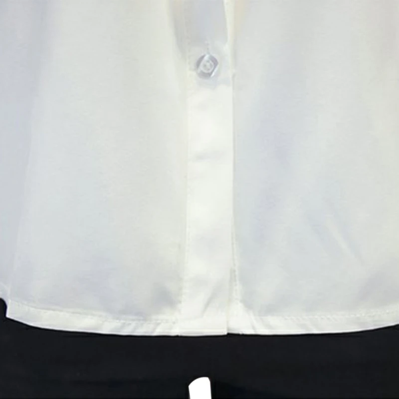 Женская блузка с оборками на воротнике элегантная белая однотонная длинным