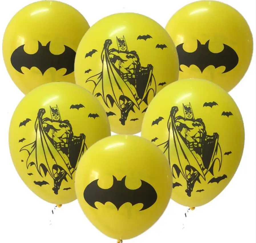 10 шт./лот воздушные шарики "Бэтмен" Globos латексные шары для маленьких мальчиков на день рождения украшения принадлежности для детей Классические игрушки летучая мышь - Цвет: Цвет: желтый
