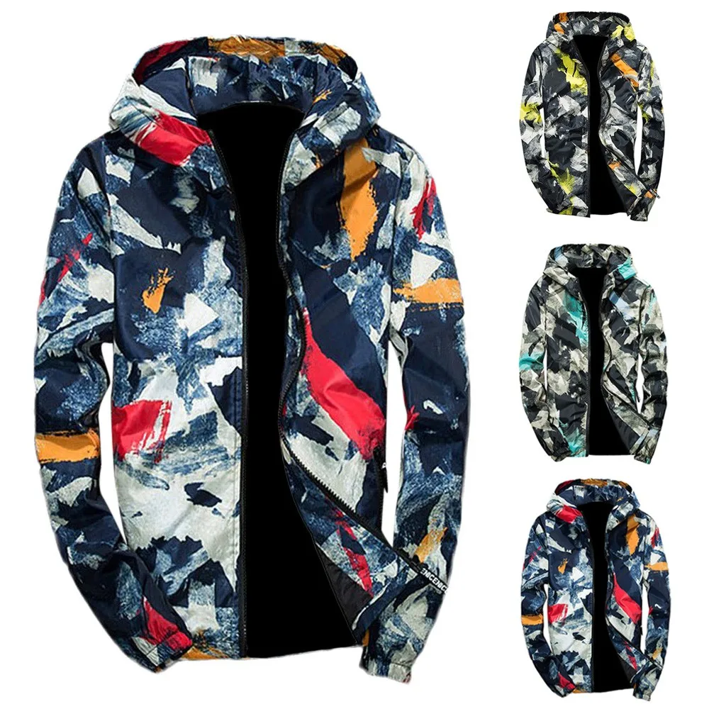 Мужская спортивная камуфляжная Повседневная куртка на молнии с