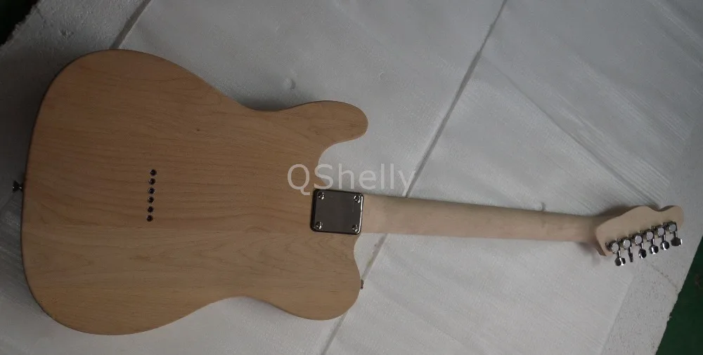 Наивысшего качества QShelly пользовательские TL с корпусом из ольхи Незаконченный Капа клена лучшие струны через электрогитара музыкальный инструмент магазин