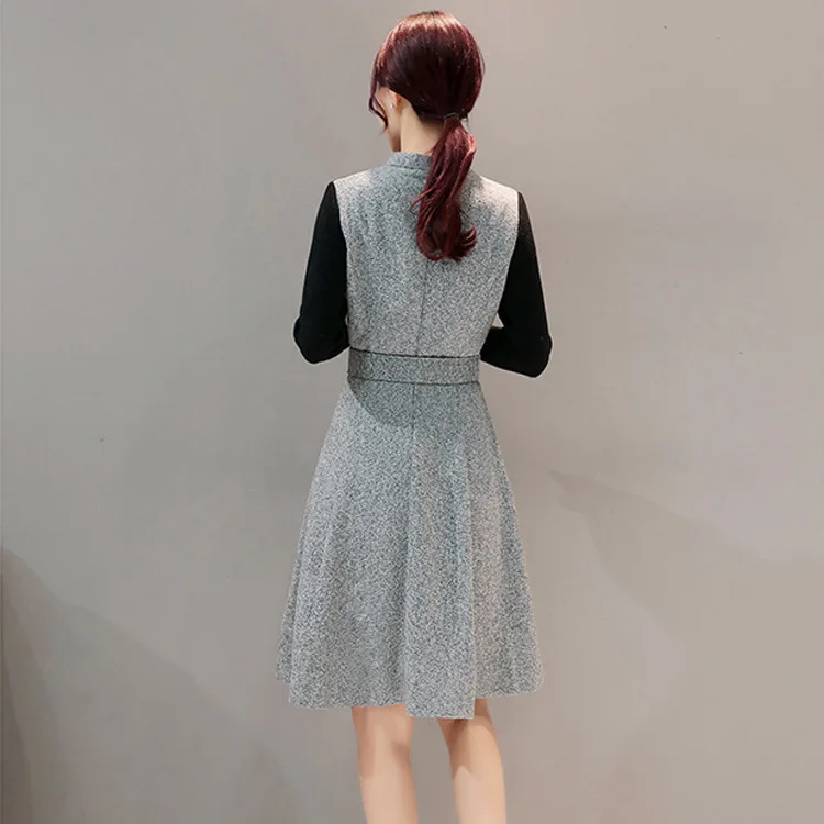 Сексуальное женское платье s 2018 осенне зимнее Vestidos лоскутное Женское шерстяное