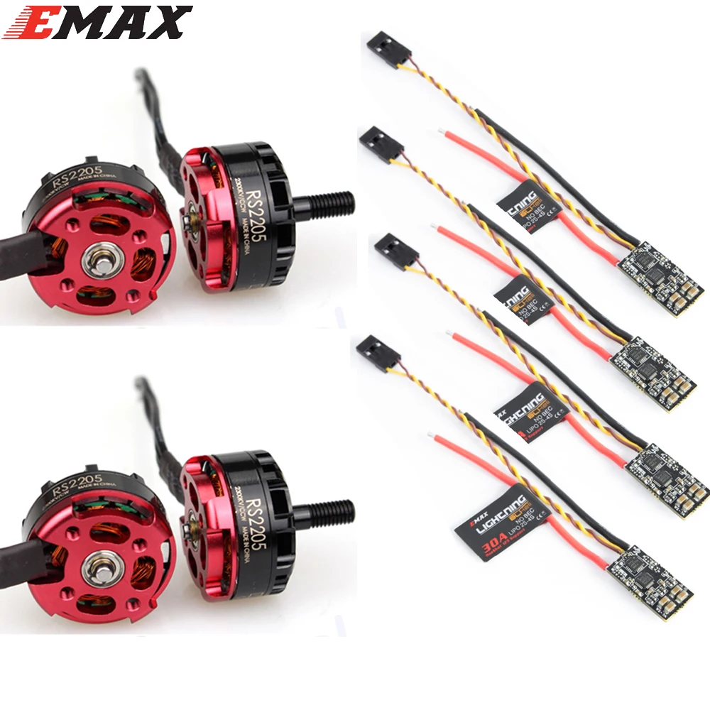 

4pcs Original EMAX RS2205 2300KV /2600KV Brushless Motor CCW Motor+ Lightning 30A mini ESC Set for RC FPV Racer Drone Quadcopter