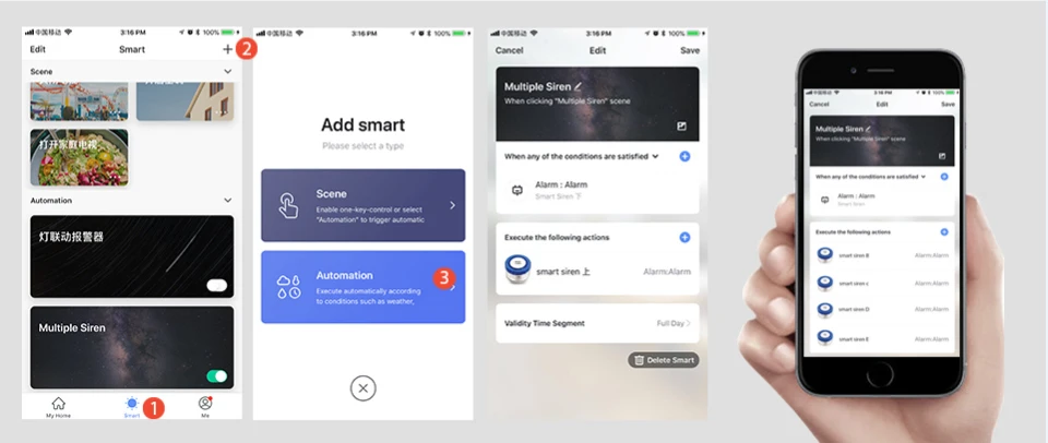 SMARSECUR домашняя wifi охранная сирена WiFi умная сирена Tuya Smart Life 433 МГц детектор дыма