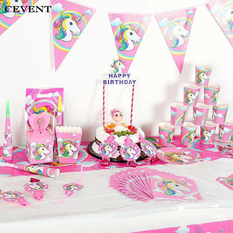 CEVENT Розовый Единорог украшения для тематических вечеринок попкорн конфетная