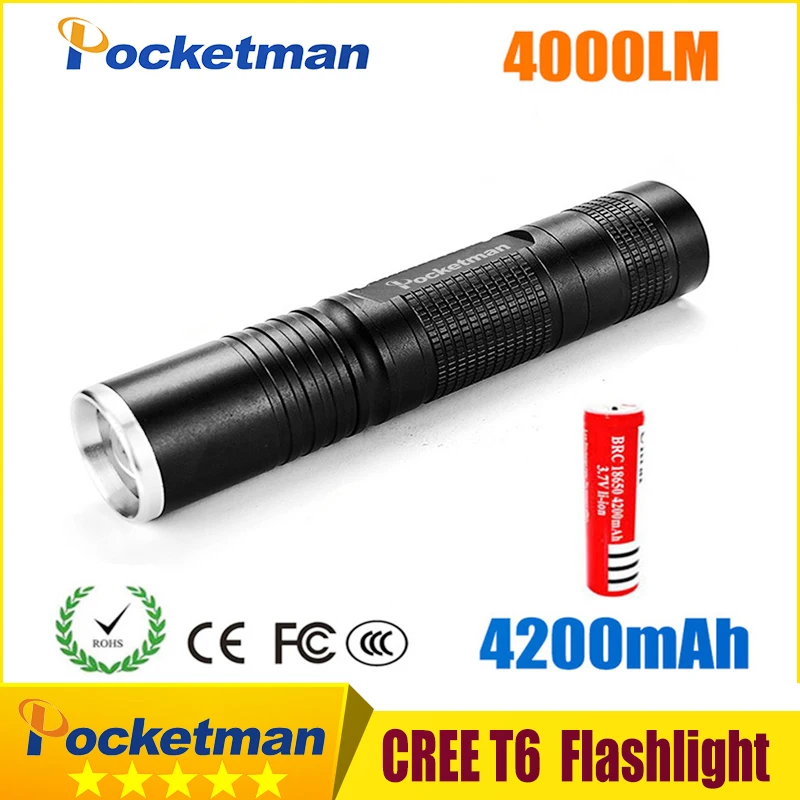 Светодиодный налобный фонарь XM L T6 4000LM тактический зум linternas светодиодный фонарик
