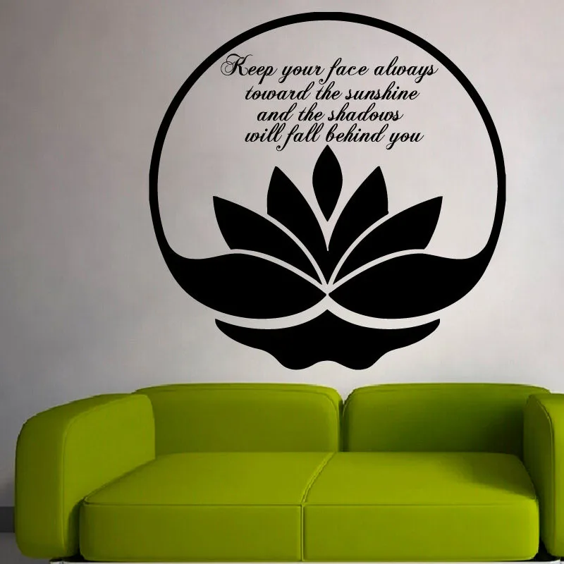 Виниловые наклейки ZOOYOO с надписью Keep Your Face Always to The Sunshine|lotus wall decal|wall decalswall sticker |