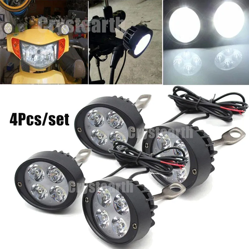 4 шт./компл. 4LED Белый мотоциклетный светильник для мотоцикла Точечный DRL вождения