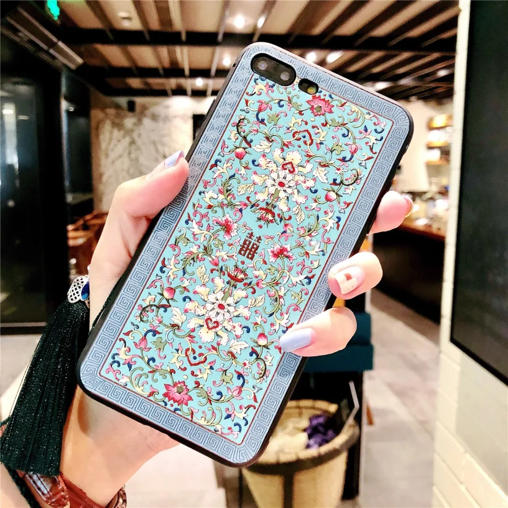 Для iPhone X XS Max XR 7 8 6 S рельеф Гун Тин чехол с изображением цветов и кожи для OPPO R15 R11s R9s