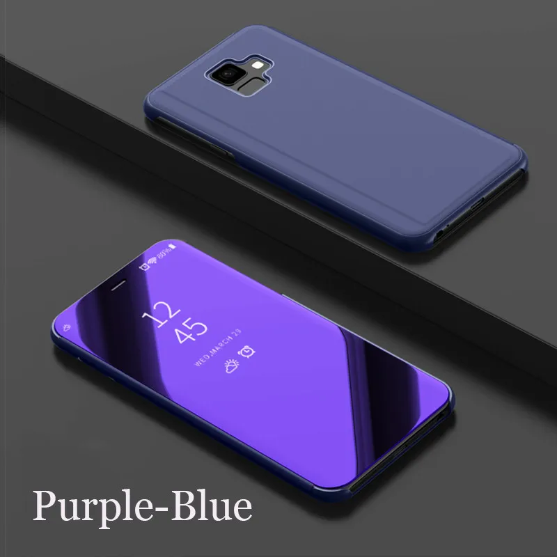 Purple Blue Сенсорный Чехол-подставка чехол для samsung J3 J5 J7 J4 J6 плюс J3 J7 J8 J2pro J7 Max Plus Prime зеркало 360 Полное покрытие - Цвет: Purple Blue