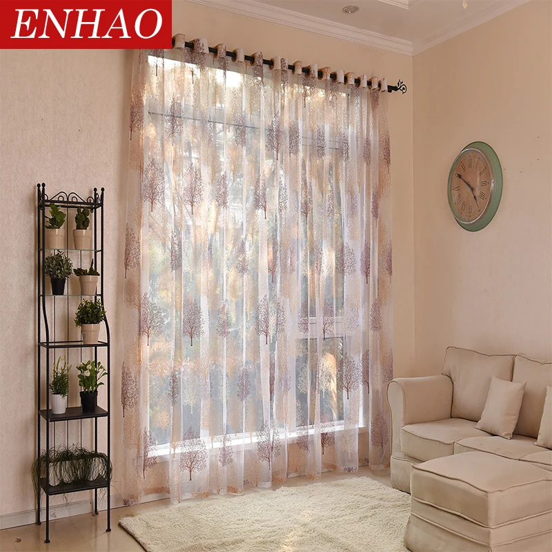 ENHAO Современные тюлевые шторы для гостиной, спальни, кухни, роскошные сплошные шторы для спальни, элегантные оконные шторы из вуали, тюль