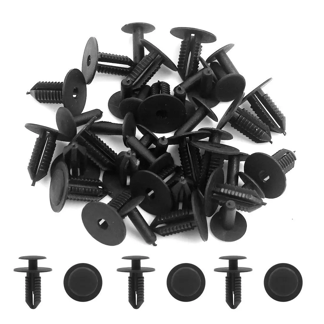 

Uxcell Universal 9mm Black Plastic Trim Rivets Buckle Fastener Push Clip 20PCS for Car