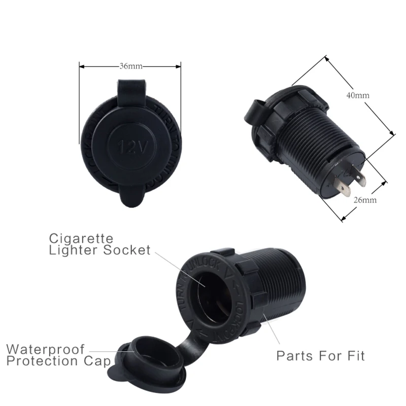 Розетка для прикуривателя 12 В водонепроницаемая автомобиля лодки мотоцикла