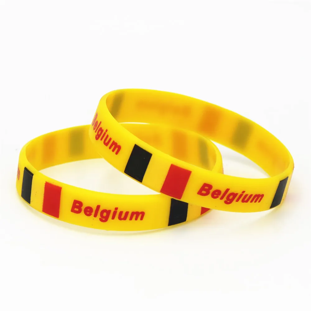 

LUKENI 1PC Hot Sale Fashion Belgium National Flag Silicone Wristband Football Sports Rubber Bracelets &Bangles SH218