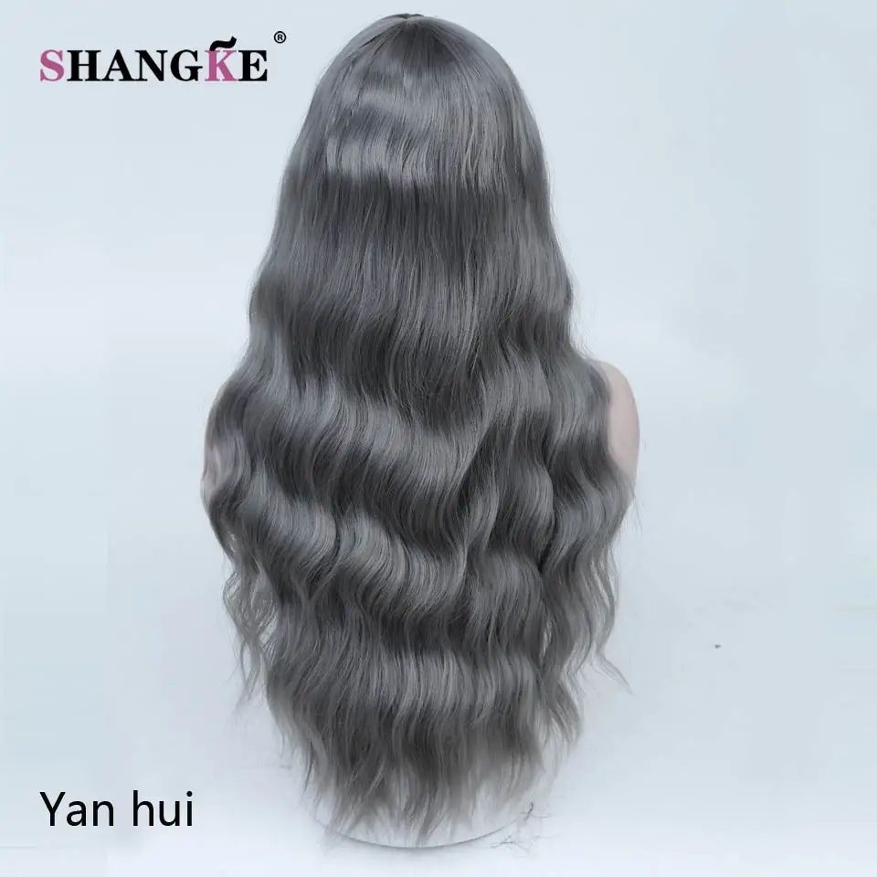 SHANG KE 2" светлые парики длинные прически длинные кудрявые вьющиеся синтетические парики для женщин высокая температура Синтетические женские s - Цвет: Серебристый серый