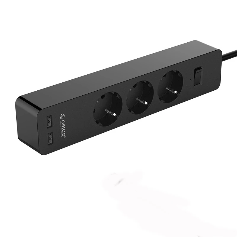 Электронная розетка ORICO, розетка с 2 usb-портами, умная розетка с европейской вилкой для дома, коммерческая розетка - Цвет: 3A Black