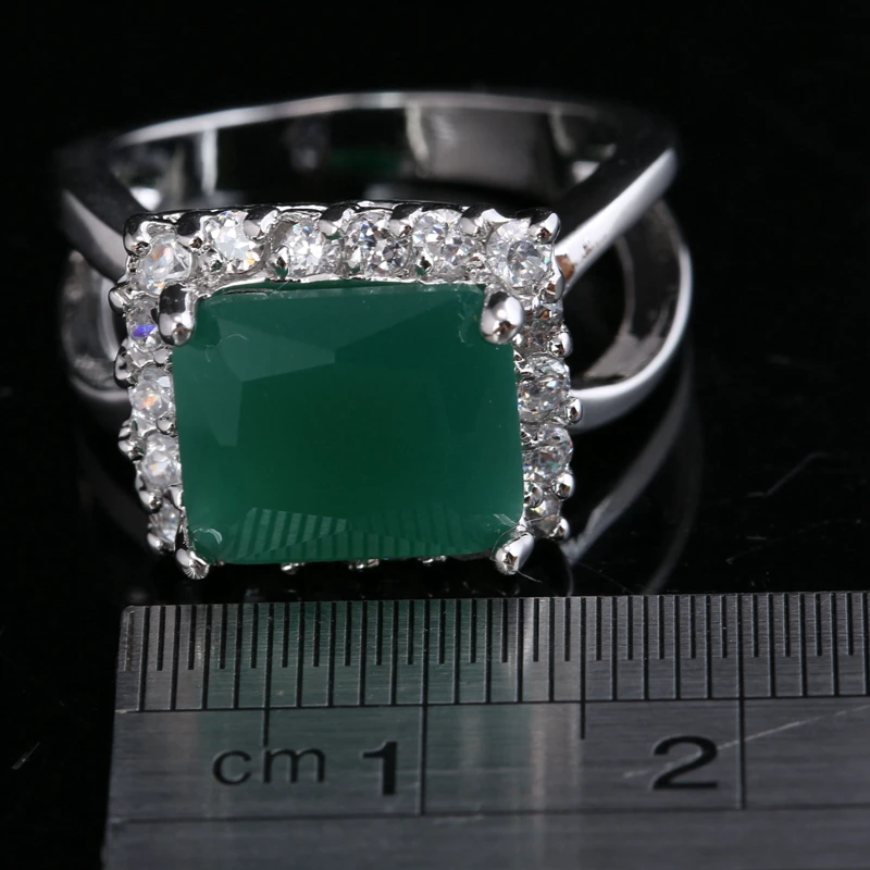Превосходное зеленым фианитом белых камней 925 серебро Jewelrys для Для женщин Кольца