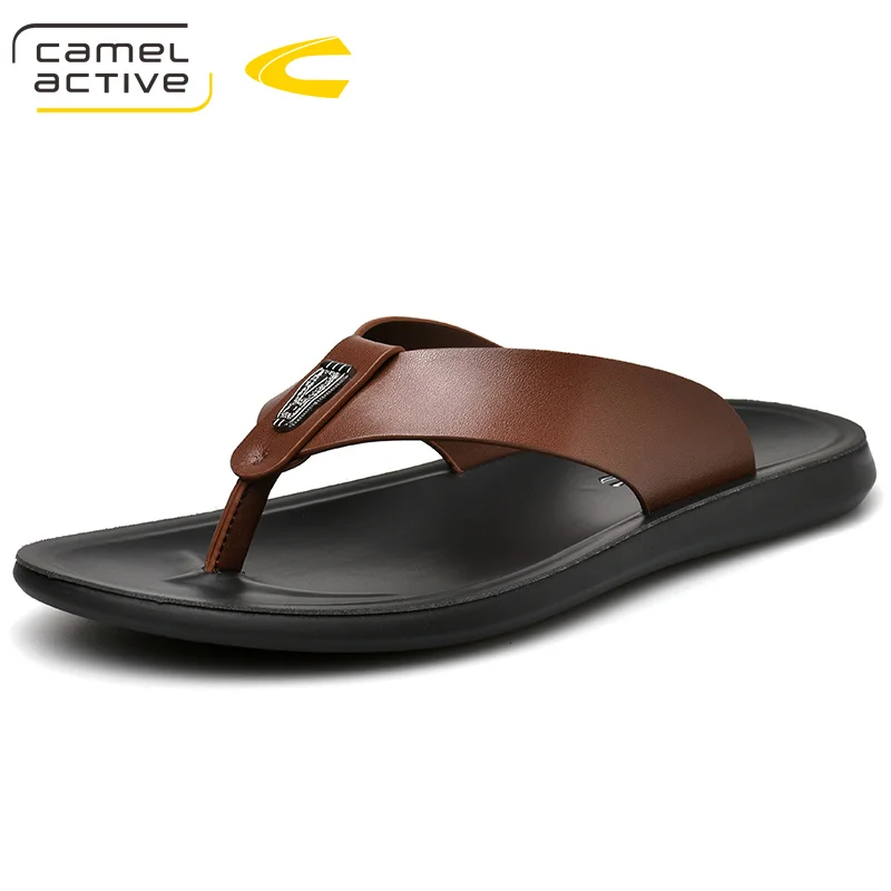 Коричневый Camel Active/ Новое поступление, летние мужские вьетнамки, высококачественные пляжные сандалии, Нескользящие мужские тапочки, zapatos hombre, повседневная обувь - Цвет: Коричневый