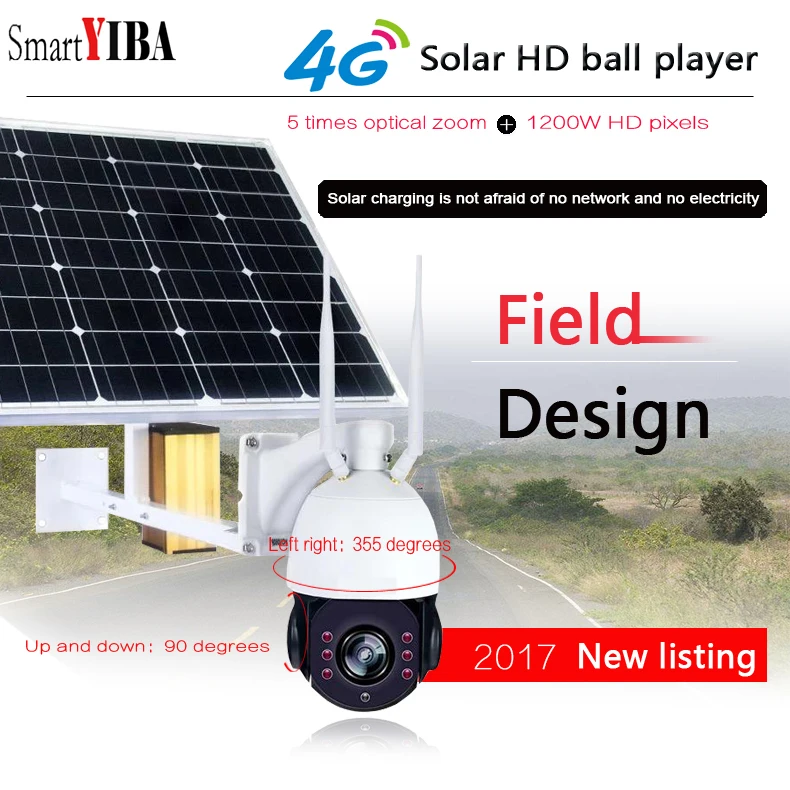 SmartYIBA 1080P Беспроводная Солнечная камера 4G Wifi функция 2MP IP 5X оптический зум 128G SD