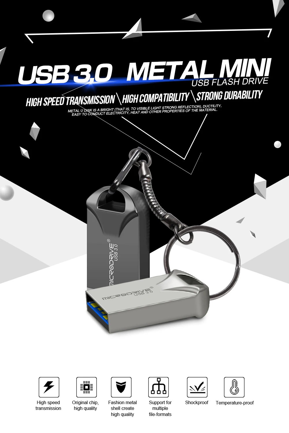 USB 3,0 ультра мини USB флеш-накопитель 16 ГБ 32 ГБ usb флешка 64 Гб 128 ГБ флеш-накопитель водонепроницаемый флеш-накопитель с брелком в подарок