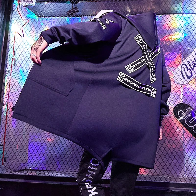 Модный бренд осенняя куртка длинный плащ ретро смокинг костюм лента пальто хип