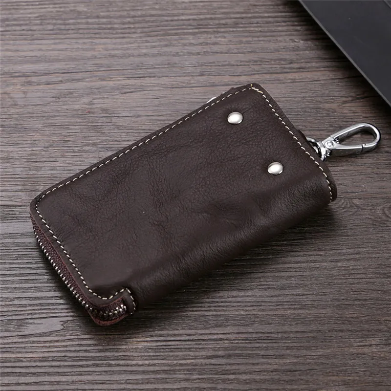 BYCOBECY Fashion Men Credit Card Case Housekeeper Zipper Key Bag Genuine Leather Holder Organizer Car Wallets  Багаж и